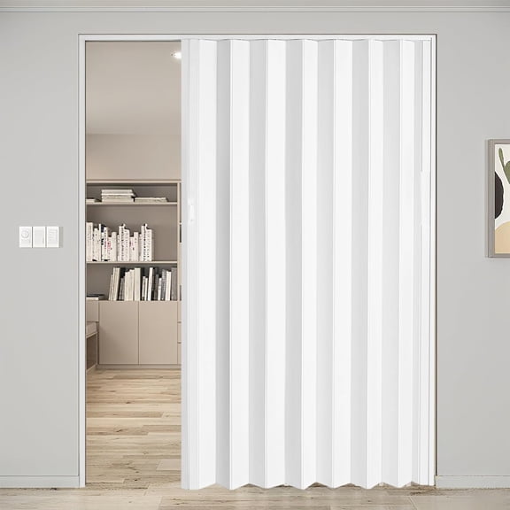 VAHIGCY 60X80in PVC Accordion Door, Sliding Folding Doors with PVC Guide Rail for Bedroom, Living Room, Doorway, white