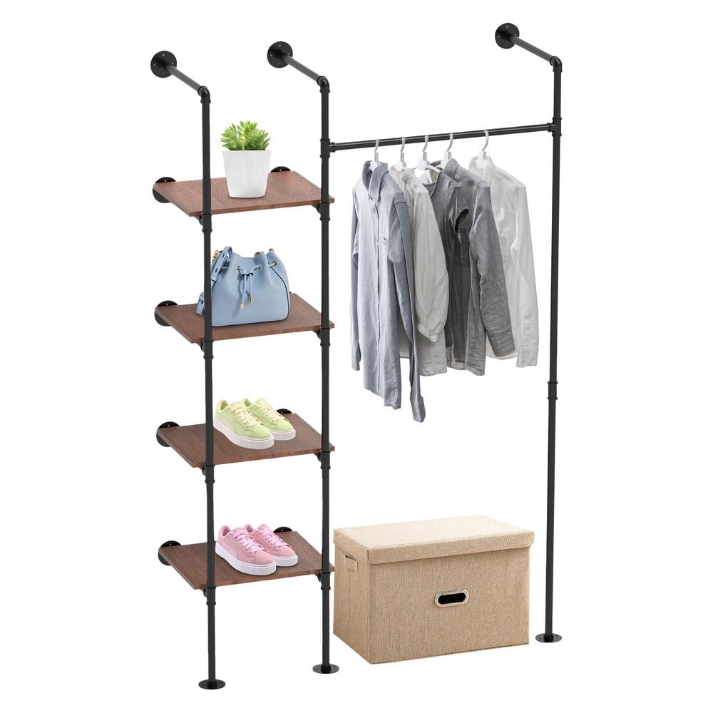 Sstable Two Rack VAHIGCY Clothes Rack Wall Mount Two Columns Industrial Pipe Clothes ...