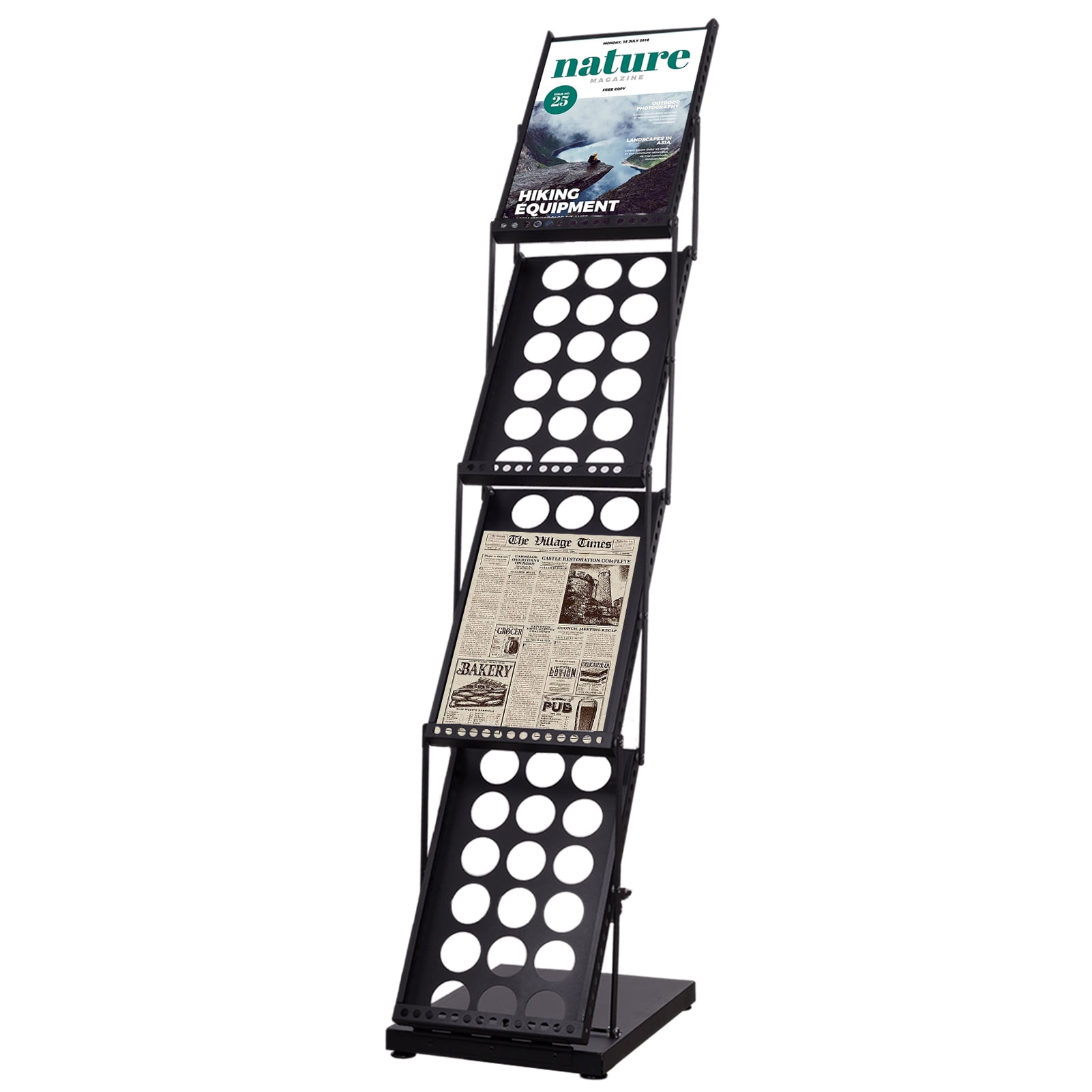 VAHIGCY Foldable Brochure Holder Flyer Display Floor Stand Metal ...