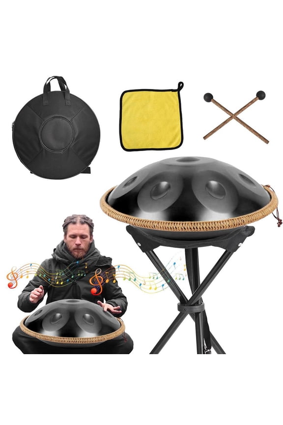 Handpan Drum Handpan 9-Note Instrument Adults Steel Drum 2 Mallets Included Percussion Musical Instruments for Yoga Music Lessons Meditation candid