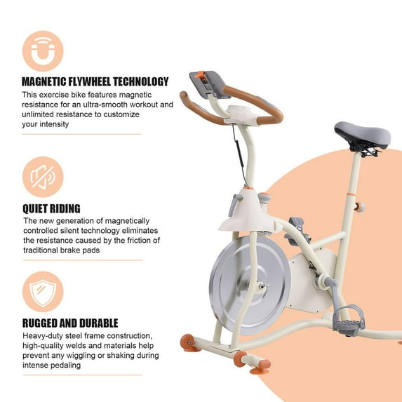 VAHIGCY Magnetic Fitness Cycle Magnetic Equipment Stationary Home Trainer with Tablets Holder for Home School Gym Indoor natural