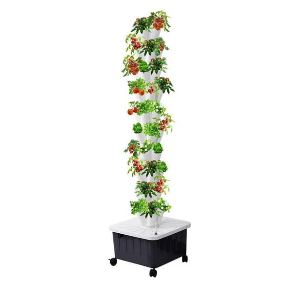 VAHIGCY Plant Tower Outdoor Hydroponic 10 Layered Hydroponic Tower 50 Slots High-Rise Building Gardening Towers Standard Specifications favorable