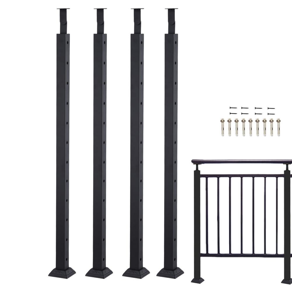 VAHIGCY Railing Kit 4PCS Lines Post Black Stair Railing System Kit Flat