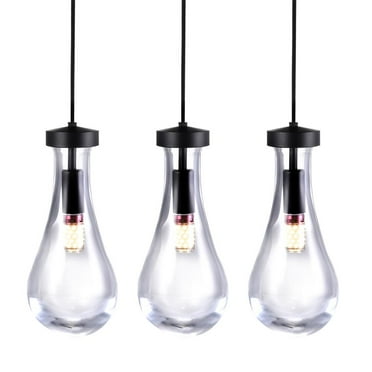 VAHIGCY Raindrop Pendant Light Led Pendant Set of 3 Clear Glass Drop Lights Pendant Light Fixtures for Porch Dining Room Hallway Living Room fine