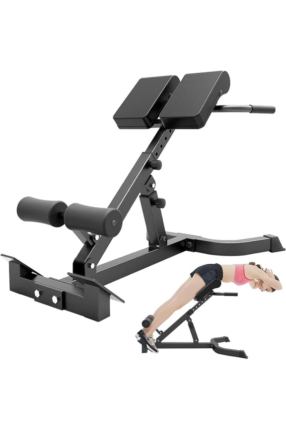 Roman Chair Exercise Equipment, Adjustable Back Exercise Machine 330 lbs Capacity , Hyperextension Bench for Office Home Gym
