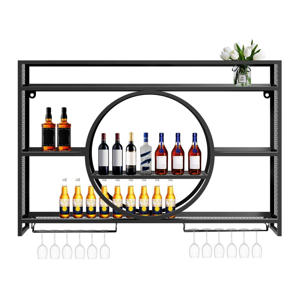VAHIGCY Wine Rack Wall Mounted 3 Tier, Hanging Floating Small Mini Bar ...
