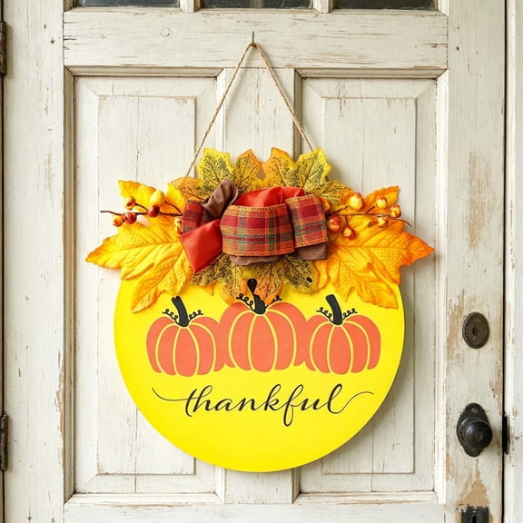 VAIFTILNO 11.8x13.8in Fall Front Door Decor, Wooden Maple Leaf Door Hanging, Thanksgiving Fall Festival Decoration for Harvest Home Farmhouse Outdoor Indoor Window Wall