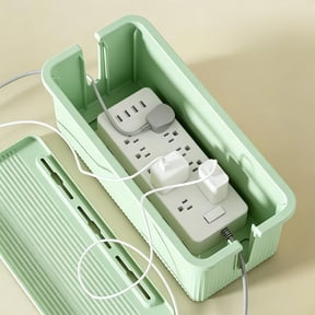 VAIFTILNO Cable Management Box, 9.3 x 4.7 x 4.5in LLarge Cord Organizer Box for Surge Protector, Adapter, Hide Computer TV Wires (Green)