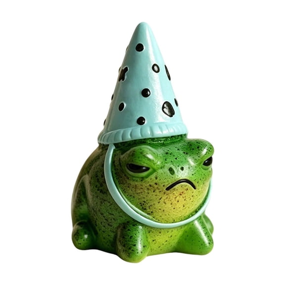 VAIFTILNO Cute Resin Frog Figurines with Hat, Decorative Outdoor Statue for Planters, Indoor & Outdoor Home Patio Yard Decoration (Blue)