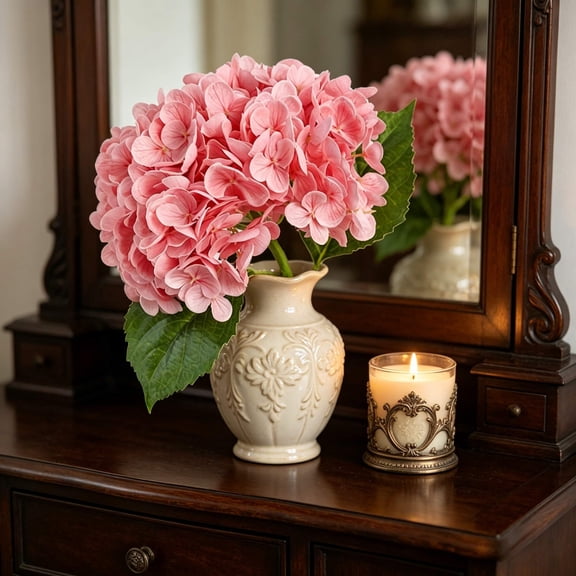VAIFTILNO Hydrangea Artificial Flower – 19.3in Realistic Artificial Hydrangea Flowers Artificial Flowers Dry Flowers for Living Room, Dining Table, Wedding, Home Decor (More Colors)