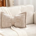 thumbnail image 1 of VAIFTILNO Long Bow Pillow, 12 x 20in Vintage Texture Sofa Pillow, Soft And Cute Decorative Throw Pillow for Living Room, Bedroom (More Colors), 1 of 6