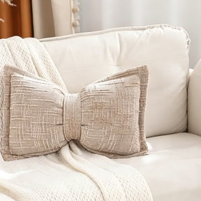 VAIFTILNO Long Bow Pillow, 12 x 20in Vintage Texture Sofa Pillow, Soft And Cute Decorative Throw Pillow for Living Room, Bedroom (More Colors)