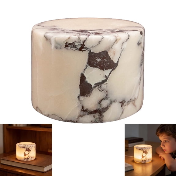 VAIFTILNO Marble Touch Lamp Night Light, Rechargeable LED Stone Bedside Table Lamps, Dimmable Natural Onyx Tap Light, Small Ambient Desk Lamp, Wireless Home Bedroom Decor(Marble-White Cylinder)