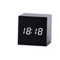thumbnail image 1 of VAIFTILNO Minimal Wooden Block Digital Desk Clock, 2.4in Cube with Voice Control, Alarm, Time, Date, Temperature Display for Bedroom Office (Black), 1 of 8