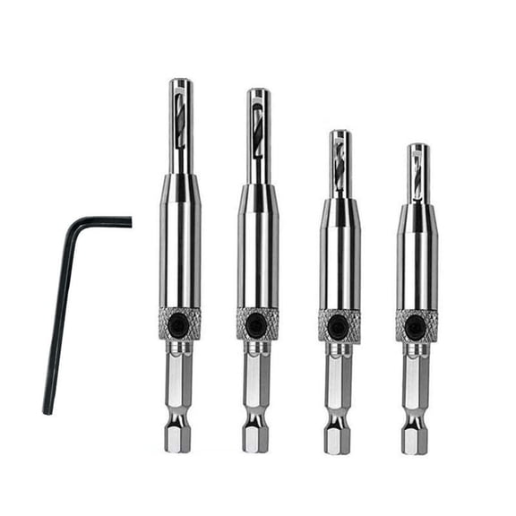 VAIFTILNO Self-Centering Hinge Drill Bit Set, Woodworking Hinge Drilling Positioning Tool with Hexagonal Handle, Automatic Centering (A)