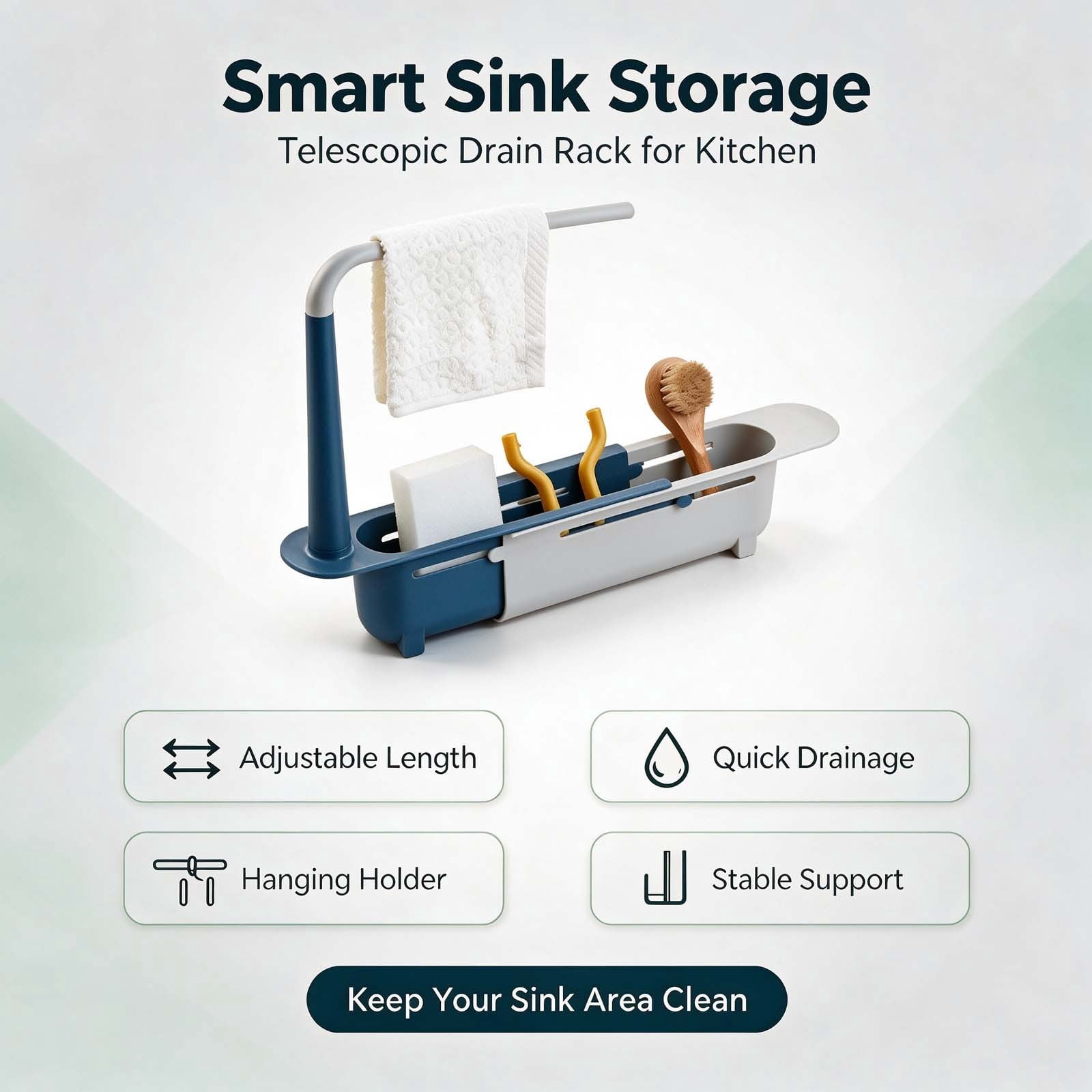 Filter Rack Organizer VAIFTILNO Sink Basket Storage Rack, Expandable Kitchen Drainage ...