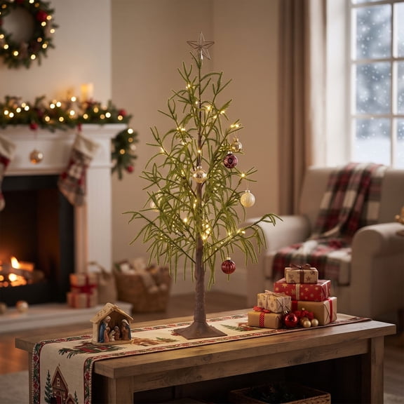 VAIFTILNO Soft Bar Norfolk Tree Lamp, Branch Needle Christmas Tree with Metal Base for Home, Office, Christmas Decorations