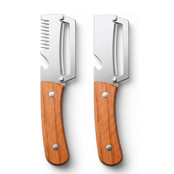 VAIFTILNO Wooden Handled Shredder for Slicing Scallions, Ginger & Garlic – Multi-Functional Stainless Steel Kitchen Knife with Bottle Opener, A Must-Have for the Kitchen