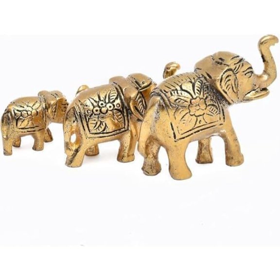 VAIJAYANTI ENTERPRISES Rasakraft Set of 3 Metal Trunk Up Elephant Family -Fengshui Vastu Lucky - Decorative Items for Home Living Room Decor Living Room Office Desktop & Gifting,Corporate Gift