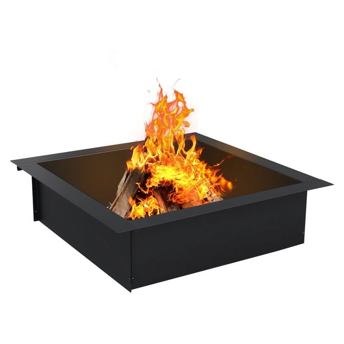 Black Heavy Duty Steel Square Fire Pit Ring, 30x36 Inch