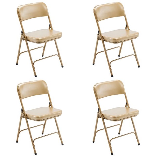 VAIKAXY Gold Folding Chairs 4 Pack with Thick Padded Seats,Portable