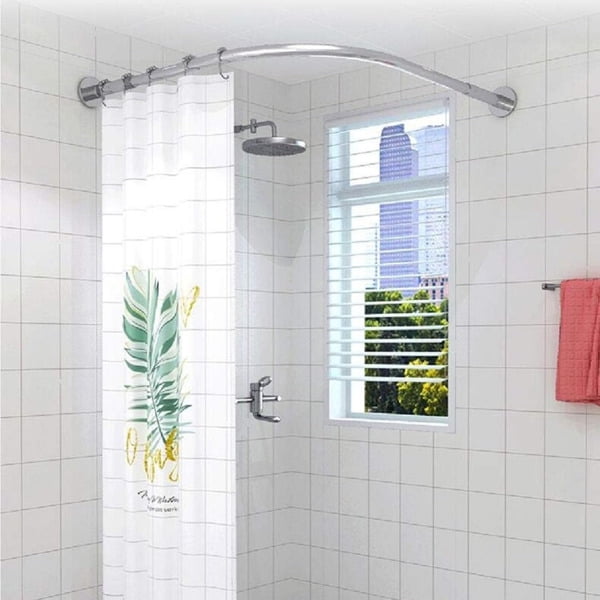 VAIKAXY L Shape Extendable Shower Curtain Rod No Drill Bathroom Curved