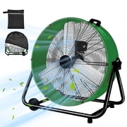 Industrial Fan 24" up to 8800 CFM, High Velocity Fan with 3 Speeds, Heavy Duty Blower Equipped Waterproof Cover, 360° Adjustment, Green