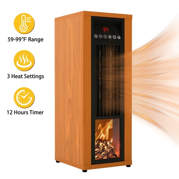 VAJIAZA 25"Electric Fireplace Heater wtih 5100BTU, 1500W Portable Indoor Fireplace with 3D Realistic Flame, AC 120V 60Hz Electric Space Heater, Remote Control, 12H Timer