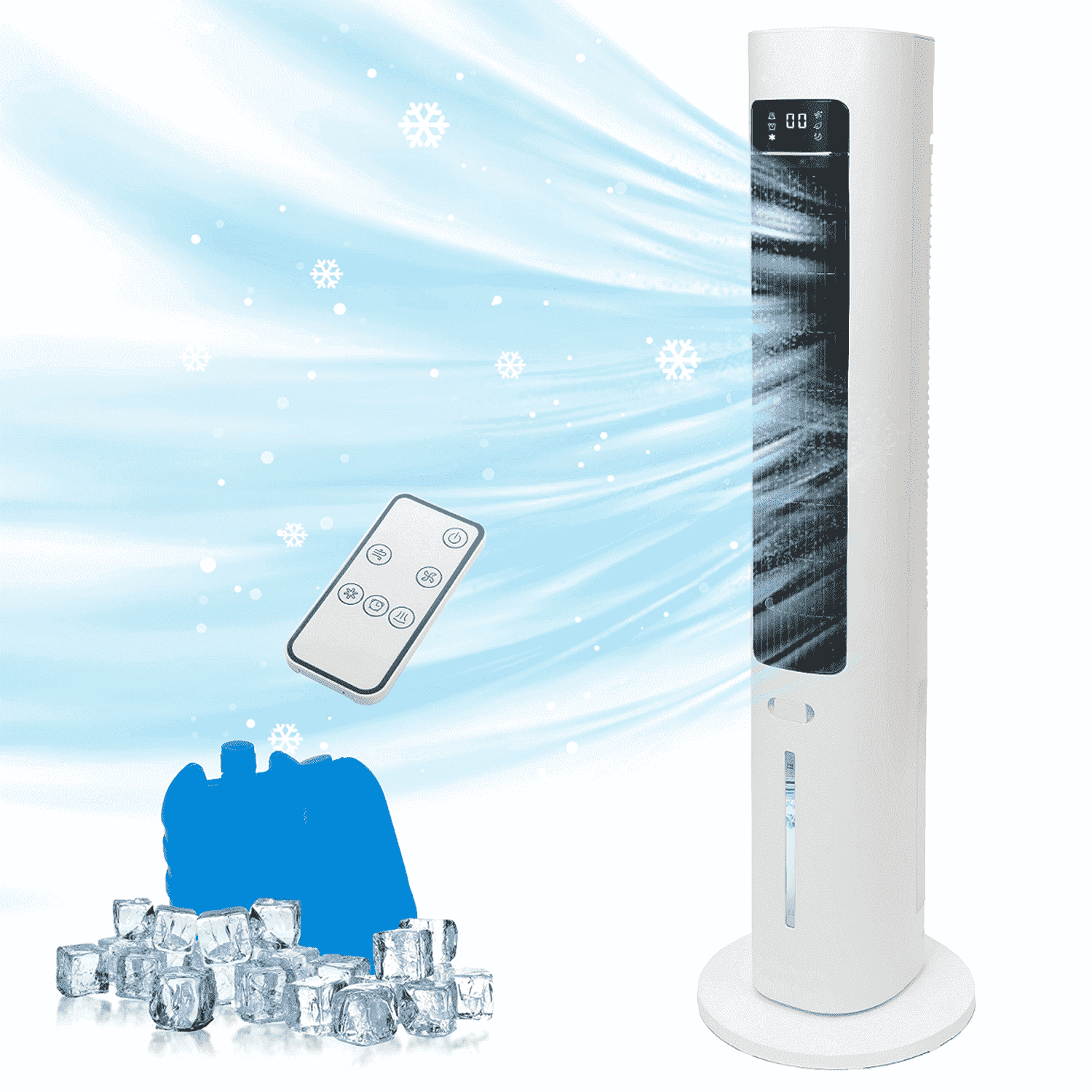 40" Evaporative Air Cooler with Remote, Swamp Cooler with 3 Modes, Quiet Evaporative Cooler 70° Oscillation Equipped Aroma Box