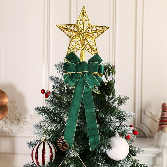 VAJUSO 1pcs Large Velvet Christmas Bows 23.62x10.63in, Christmas Bows Decorations for Xmas Tree Wreath Fence Stairs Fireplace Home Front Door, Green