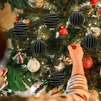 VAJUSO 2.36" Flocked Christmas Balls Ornaments Glitter Plastic Baubles Decorative Hanging Set of 4 Xmas Tree Holiday Party Seasonal Decoration Accessories Black