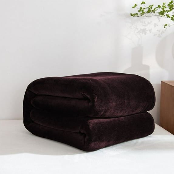 VAJUSO 59.05x39.37in Solid Color Flannel Blanket Gift Velvet Conditioning Blanket Casual Cover Blanket for Sofa Couch Bed, Coffee