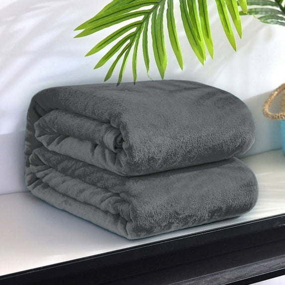 VAJUSO 59.05x39.37in Solid Color Flannel Blanket Gift Velvet Conditioning Blanket Casual Cover Blanket for Sofa Couch Bed, Dark Gray