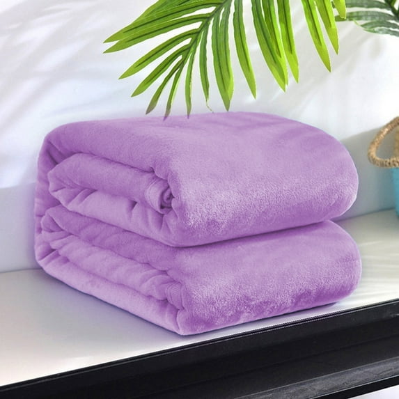 VAJUSO 59.05x39.37in Solid Color Flannel Blanket Gift Velvet Conditioning Blanket Casual Cover Blanket for Sofa Couch Bed, Purple