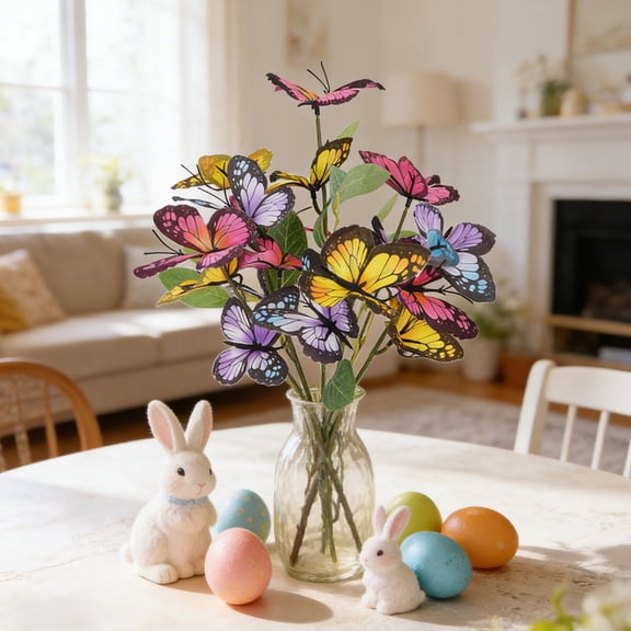 VAJUSO Artificial Butterfly Flower Decor – Spring & Easter Indoor Outdoor Decoration Easter Decorations