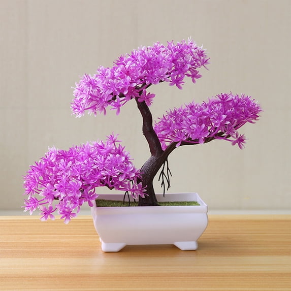 JUSEO Artificial Potted Plant Bonsai Tree Decorative Indoor Tabletop Living Room Home Arrangement Orange