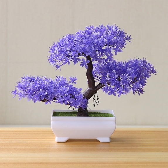 JUSEO Artificial Potted Plant Bonsai Tree Decorative Indoor Tabletop Living Room Home Arrangement Red