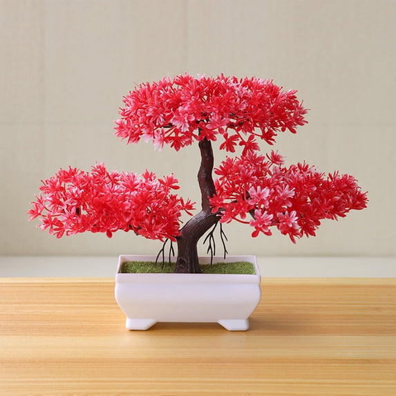 JUSEO Artificial Potted Plant Bonsai Tree Decorative Indoor Tabletop Living Room Home Arrangement Yellow