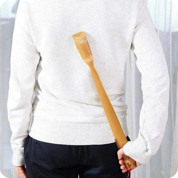 JUSEO Back Scratcher – Long Handle Bamboo Wooden Tool for Adults, Itching Relief, Hanging Hole Included