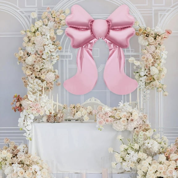 VAJUSO Big Foil Bow Balloon – 31.5x38.5in Party, Wedding & Birthday Decorations, Large Wall Decor
