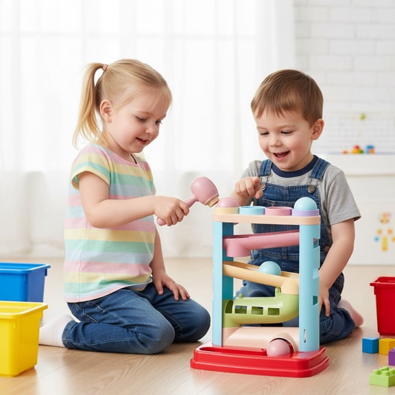 JUSEO Colorful Marble Slide Toy – Ball Run Track Assembly Game(Multicolor)