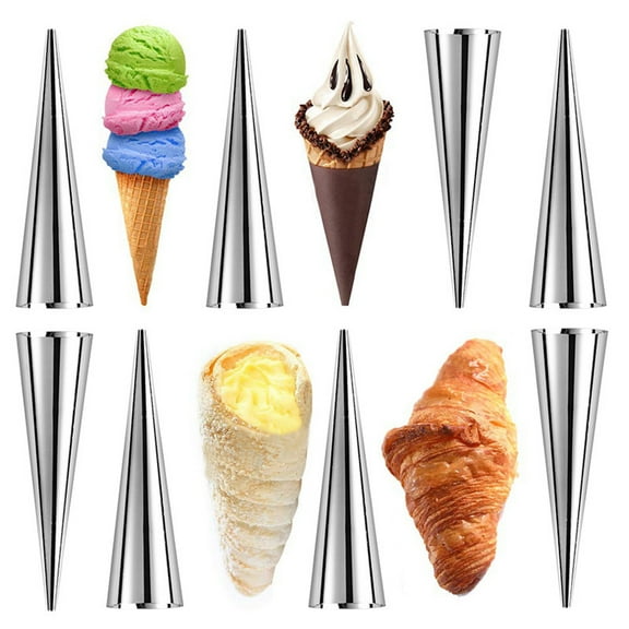 VAJUSO Cone-Shaped Spiral Baking Mold, Stainless Steel Croissant Mold, Bread & Croissant Baking Tool, 6PC Small Kitchen & Dining