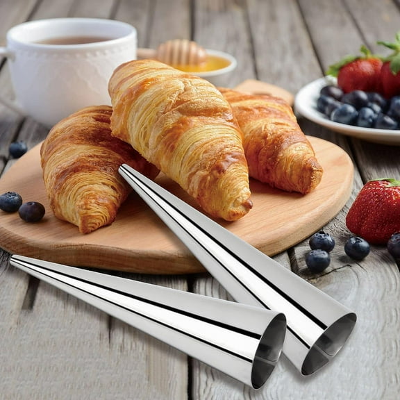 VAJUSO Cone-Shaped Spiral Baking Mold, Stainless Steel Croissant Mold, Bread & Croissant Baking Tool, Small Kitchen & Dining