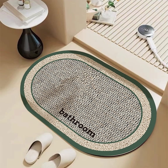 VAJUSO Diatomite Bath Mat Absorbent Bathroom Door Mat, Green Bathroom Accessories