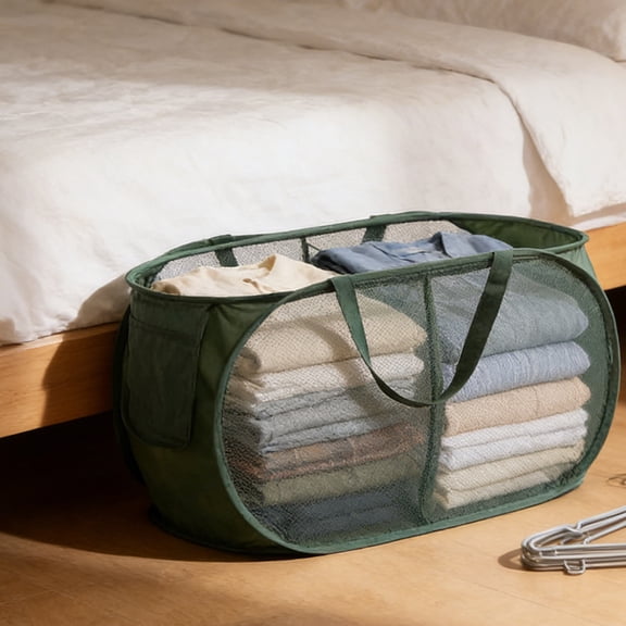 VAJUSO Double Compartment Laundry Basket, 19.86 GAL – Green