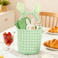 thumbnail image 1 of VAJUSO Easter Bunny Ear Checkered Basket, Egg & Candy Storage Tote, Green Easter Decoration, 1 of 6