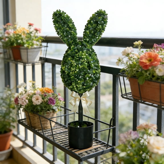VAJUSO Easter Bunny Egg Tree Potted Plant Bunny Ear Egg Style Decoration