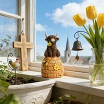 VAJUSO Easter Highland Cow Figurine – Pastoral Style Decoration, Style D Easter Decorations
