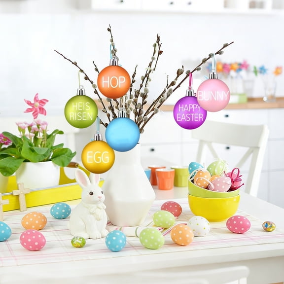 VAJUSO Easter Spring Hanging Ornament, Plastic Ball Decoration, 1.97in (5cm) – Style B