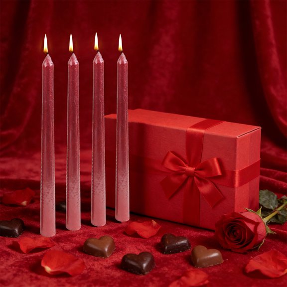 VAJUSO Electroplated Taper Candle 4PCS Red